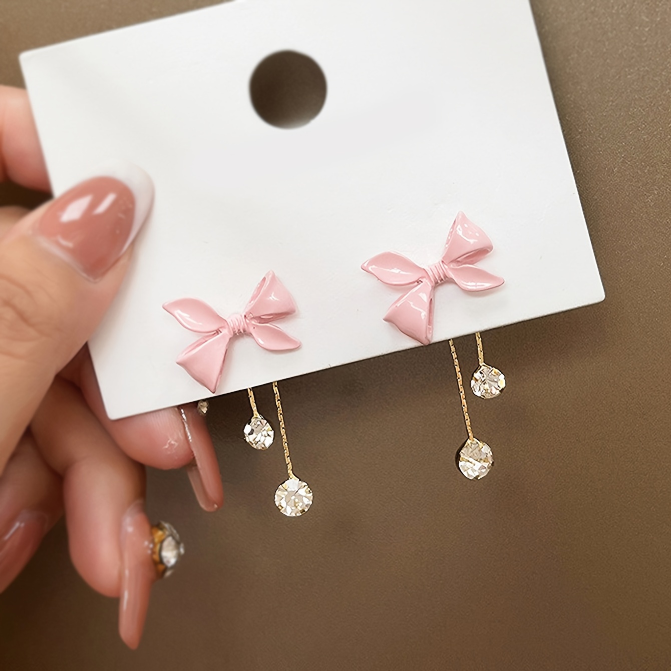 vintage pink bow drop stud earrings - Temu