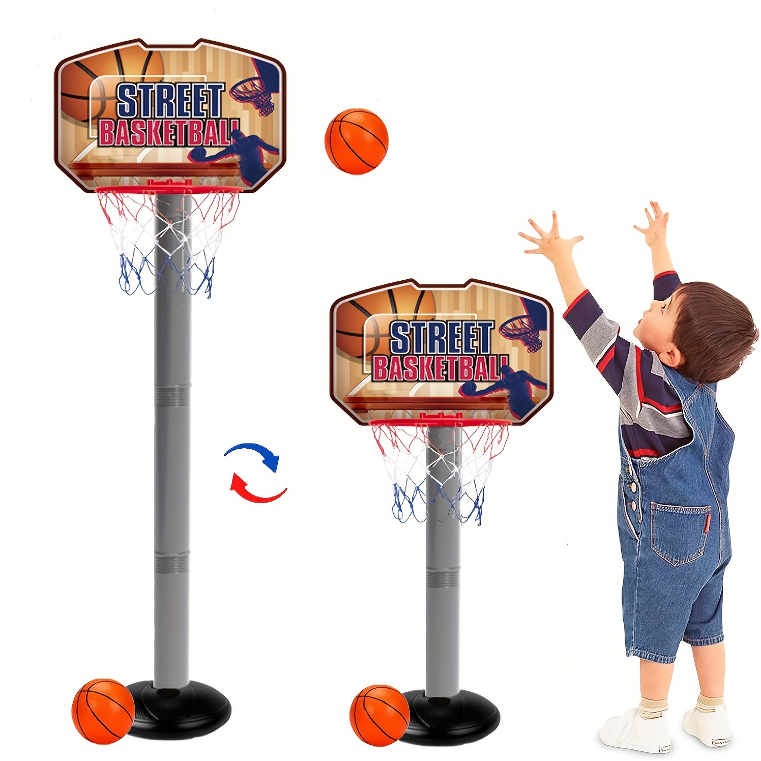 

Adjustable Kids' Mini Basketball Hoop - Portable & Foldable For Indoor/outdoor Play, Perfect For Boys & Girls Ages 3-6, Ideal Poolside Toy