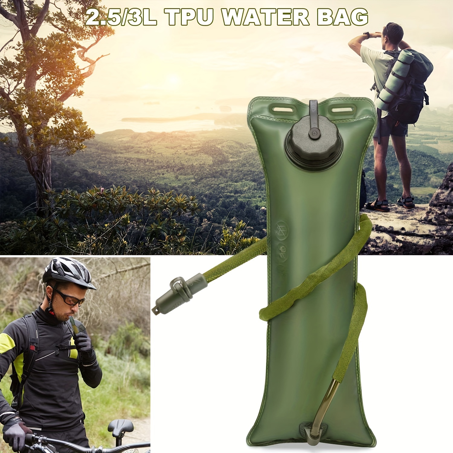 

1pc Hydration Bladder, 2.5l/3l Military Green Water Bladder For Hiking Backpack, Leak Proof Water Reservoir Storage Bag, Bpa-free Water Pouch Hydration Pack For Camping Cycling Running