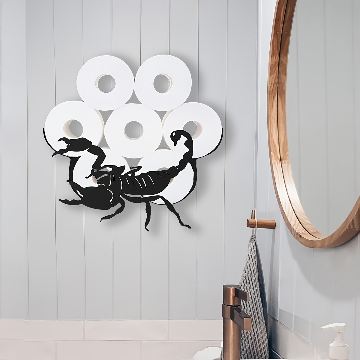 metal wall mounted tissue box holder with skull   design self   no drill bathroom kitchen storage for single double forever rolls fits all sizes   decor bathroom storage   Product details 2