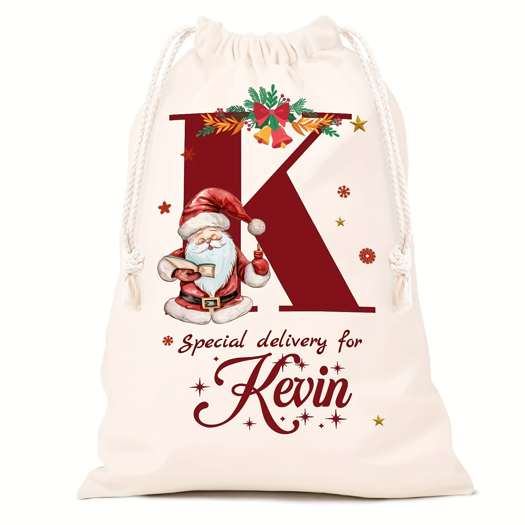 TEMU Personalized Christmas Gift Bag, Customized Christmas Gift Bag, Oversized Drawstring Santa Claus Canvas Bag, Party Gift Bag, Bulk Christmas Gift