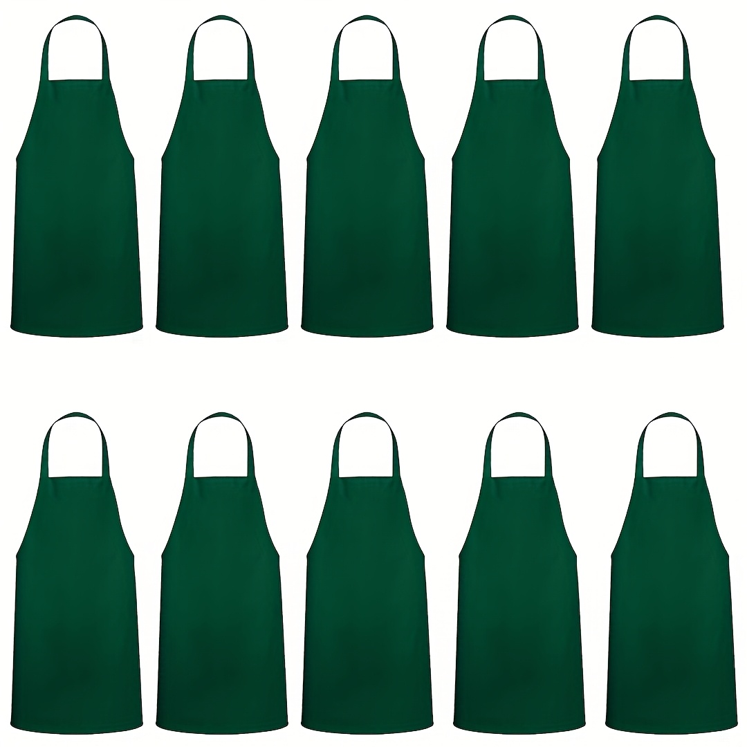Image of 10pcs Chef Aprons - Men's And Women's Barbecue Aprons, Cooking Aprons Suitable For Barbecue, Home, Work Restaurant Use, Christmas-style Red And Green Aprons, No Pockets