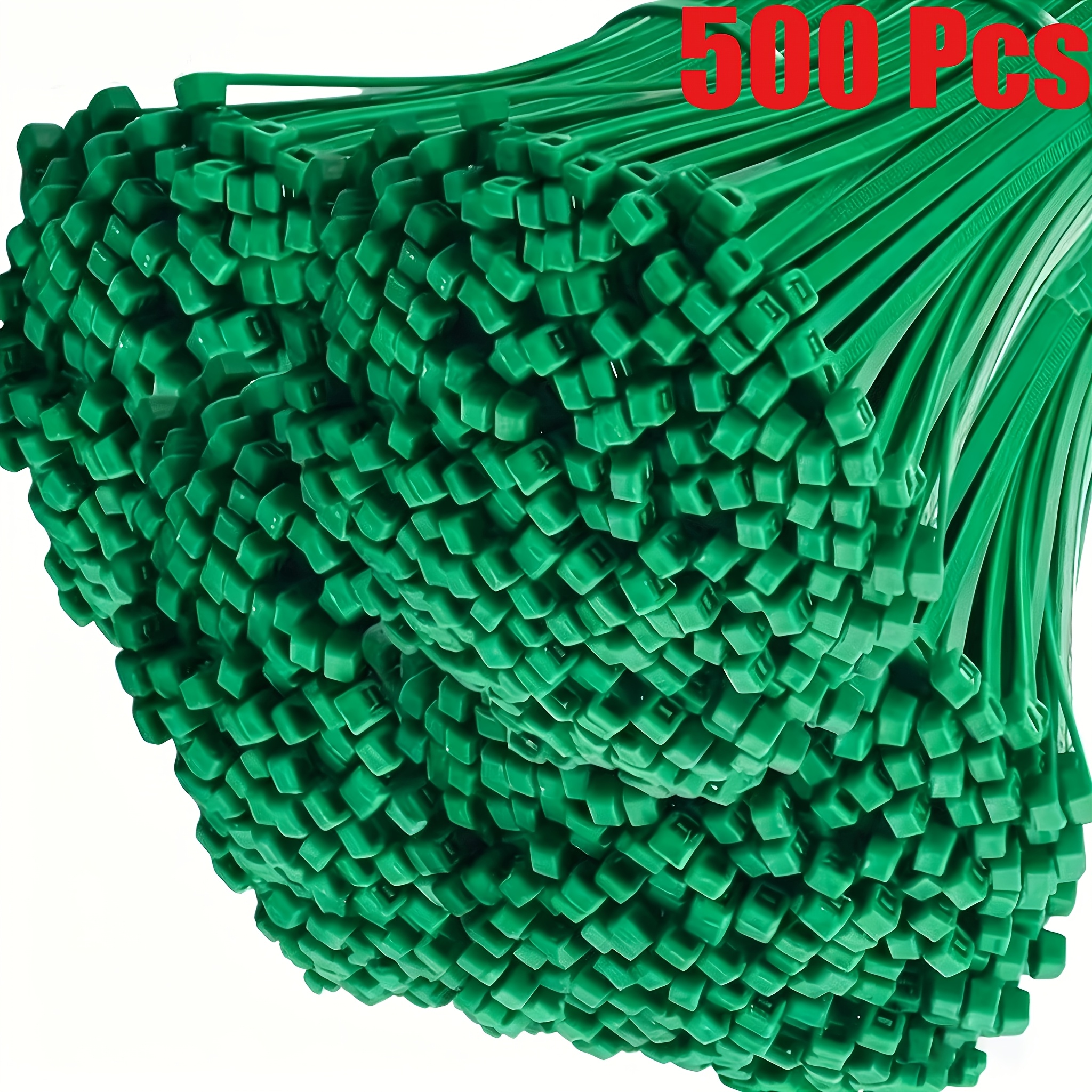 TEMU 500 Green Nylon Cable Ties, Available In Multiple Sizes: 10/15/20/25/30cm. High-strength Garden Ties For Vine Support, Cable Organization,