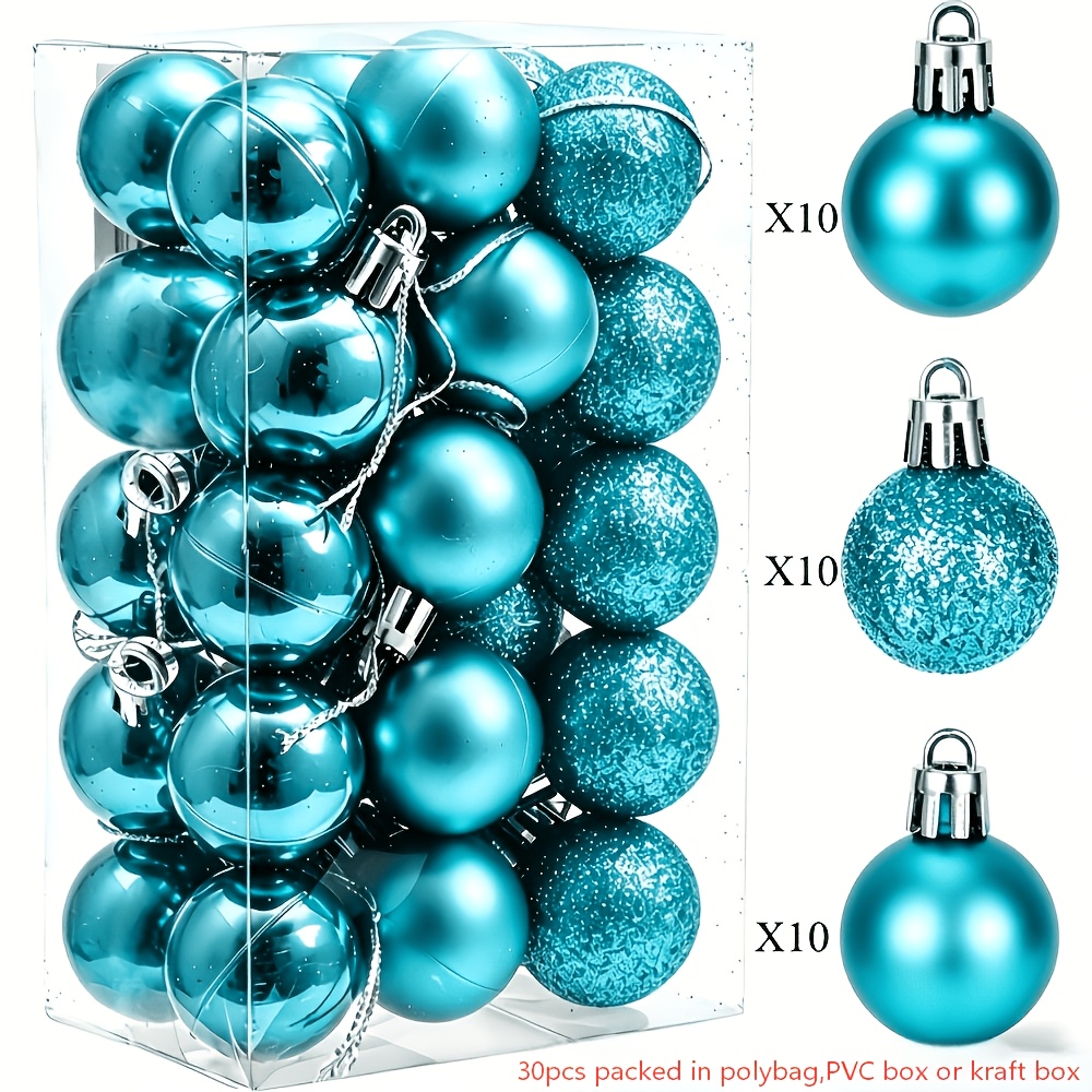 TEMU 30pcs, 3/4/6cm Lake Blue Christmas Spherical Decorative Hanging Ornaments, Perfect Hanging Balls For Indoor/outdoor Holiday Party Decorations