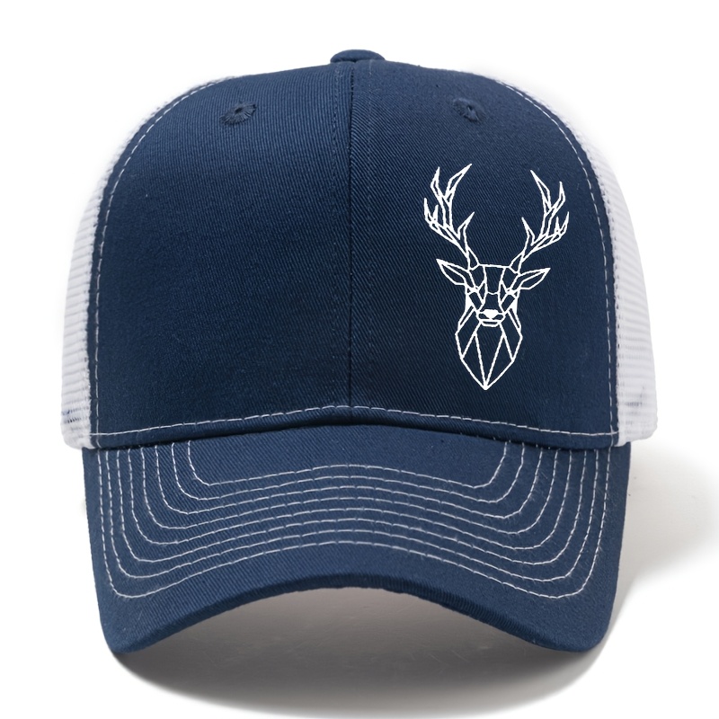 TEMU Fashionable Printed Hard-top Baseball Cap With A Curved Brim, Breathable Mesh, Adjustable Animal-themed Hat, Perfect For Outdoor Travel And