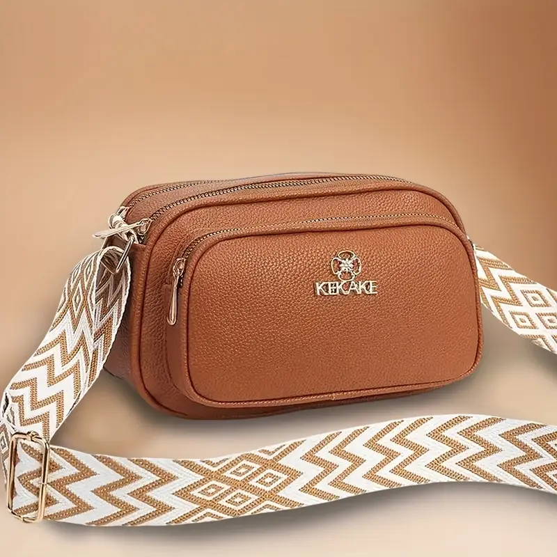 an elegant and versatile small square bag for women a49 made of pu material shoulder bag reading bag mobile phone bag three zippers three storage can store mobile phones wallets coin purses etc suitable for etc details 1