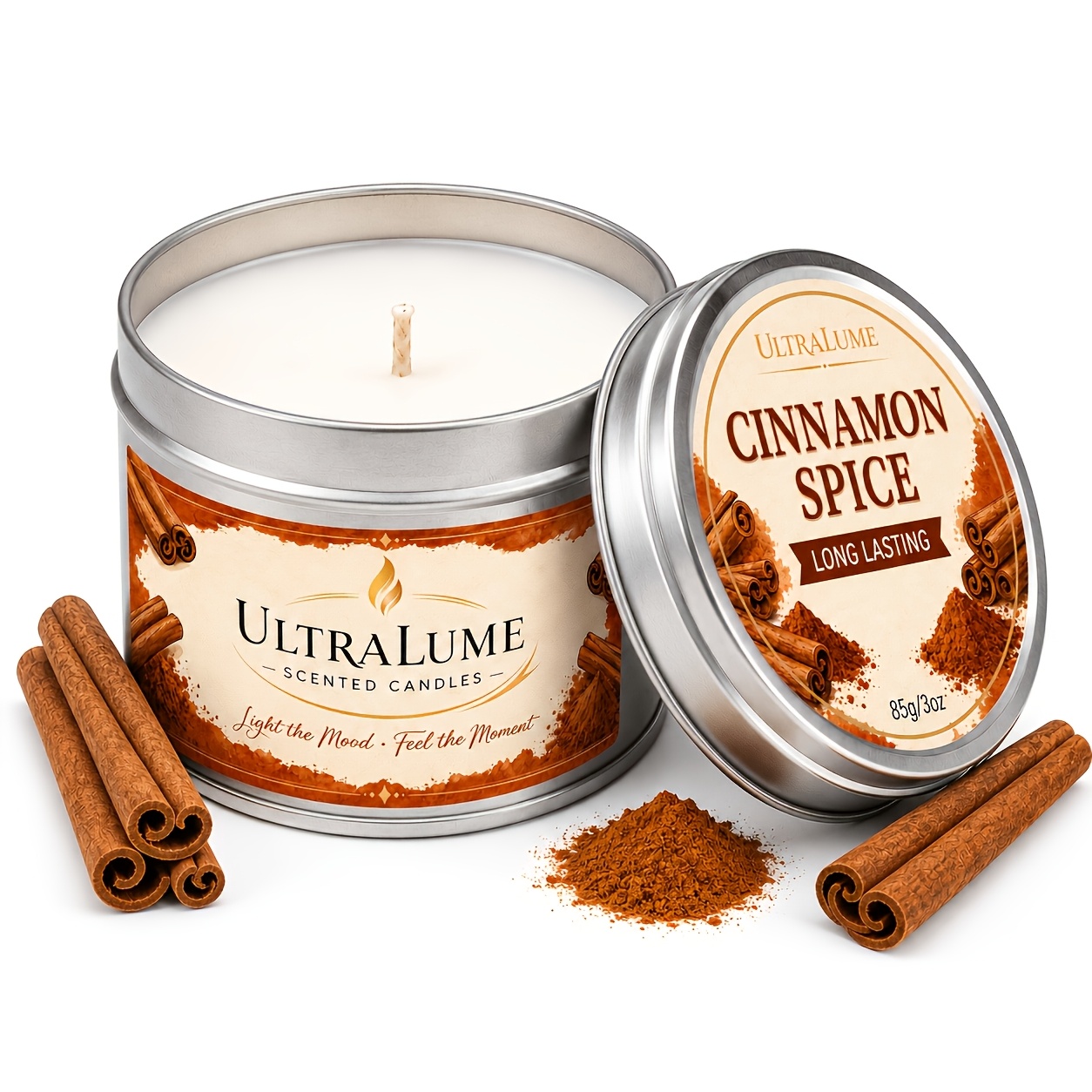 TEMU Cinnamon Spice Scented Candle, 3 Oz Tin Candle With Warm Cinnamon , Small Decorative Candle For Home, Bedroom, Bathroom, Kitchen, Fall Gift