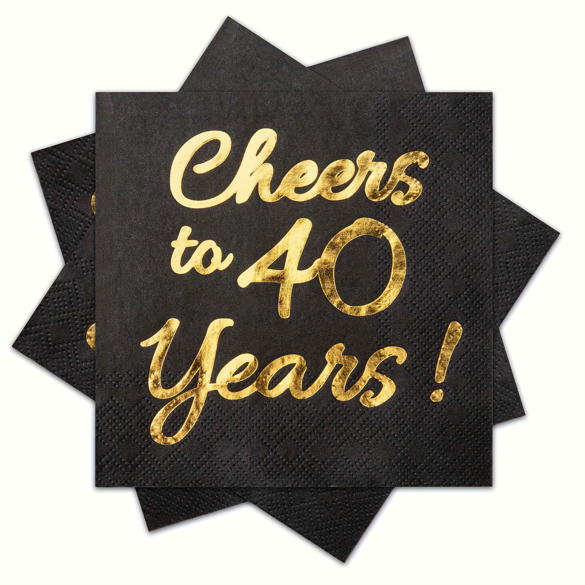 Image of Celebrating Cocktail Napkins | 40th Birthday Party Supplies For Genders And Anniversary Celebrations | Pack Of 100 3-ply Napkins | 5 X 5 Inches When Folded (black)