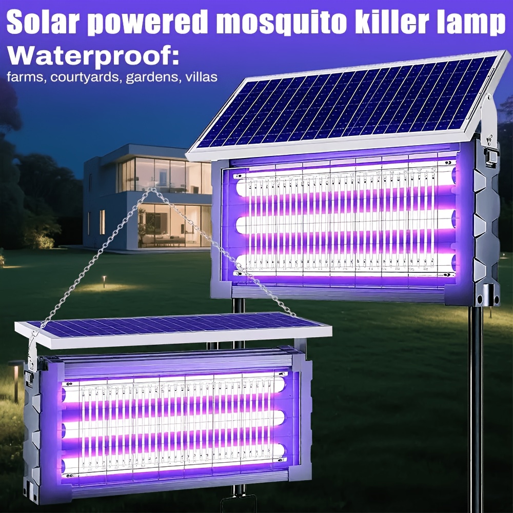 Solar Killer Lamp Outdoor Eliminator With 2000 Sq. Ft. Coverage, Rechargeable Solar Pest Repellent For Yard, Garden & Camping