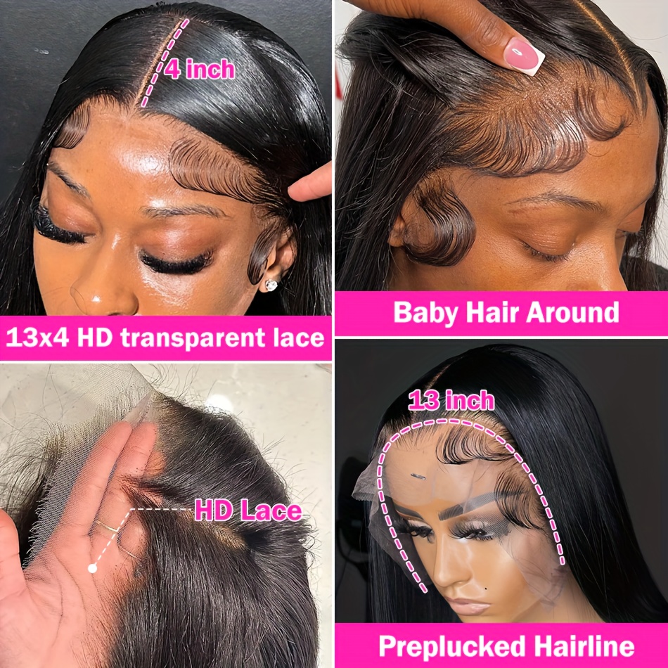 250 density 30 32 34 36 inch lace front wig straight human  display picture 1