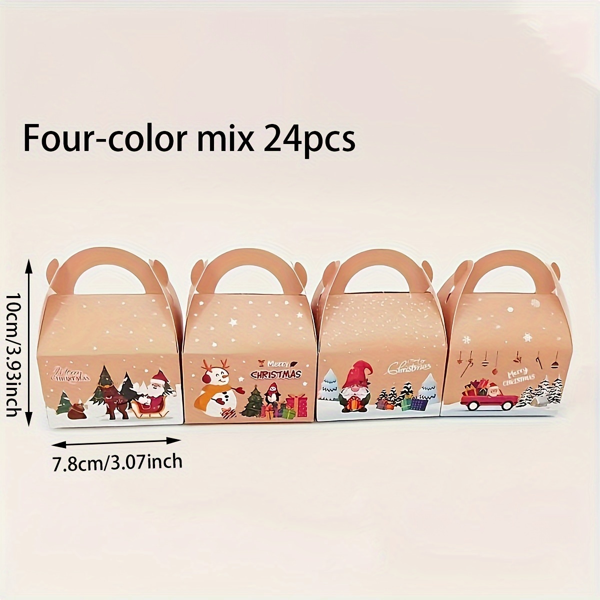 Mixed 24pcs Gift Box Christmas Theme Party Candy Box Creative Simple Hand Box Box Dim Sum Box