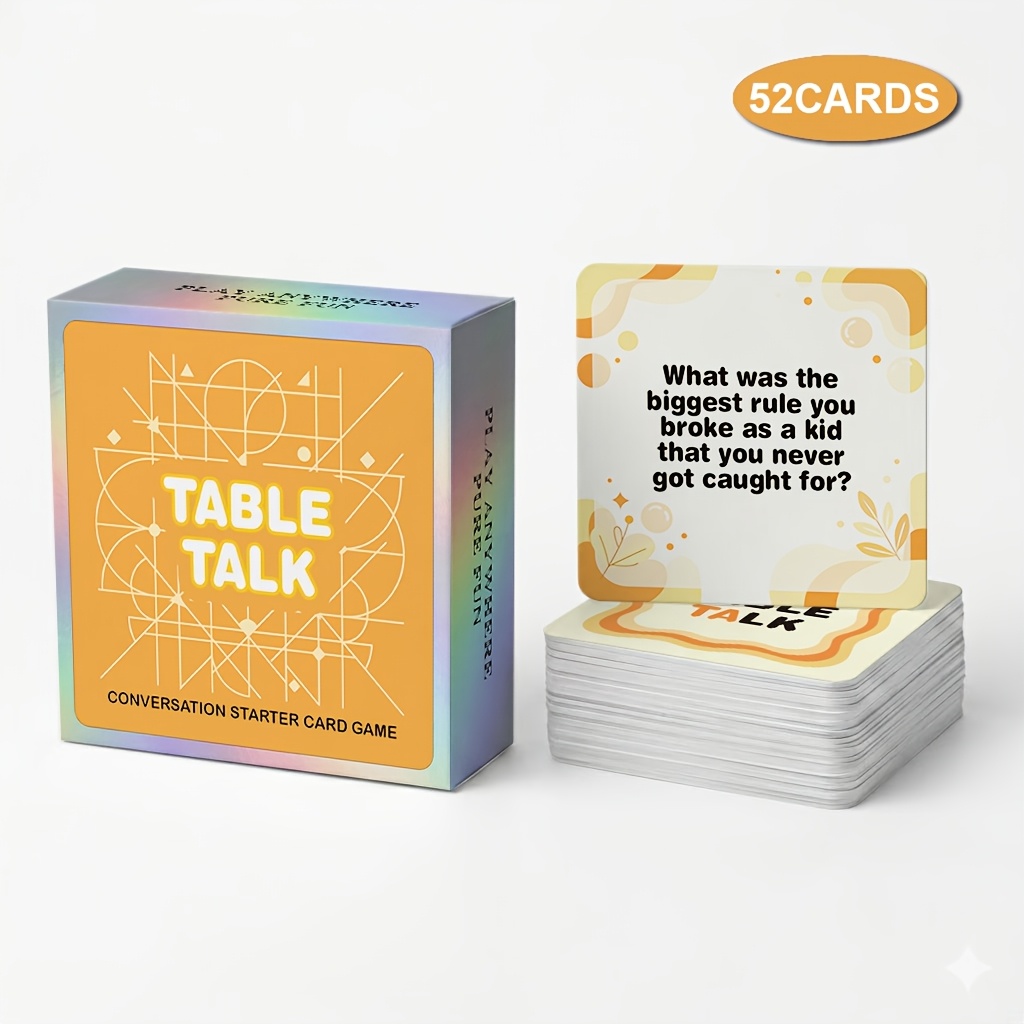 TEMU Creative Tabletop Conversation Cards Suitable For Family , Dinner Parties & Icebreaker Games - Paper Card Draw For &, Promotes Communication,