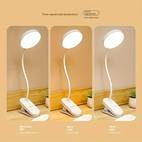 flexible led clip on desk lamp reading light with touch control adjustable brightness and color temperature usb rechargeable 800mah battery soft non white suitable for office bedroom bedside reading clip usb charging lamp