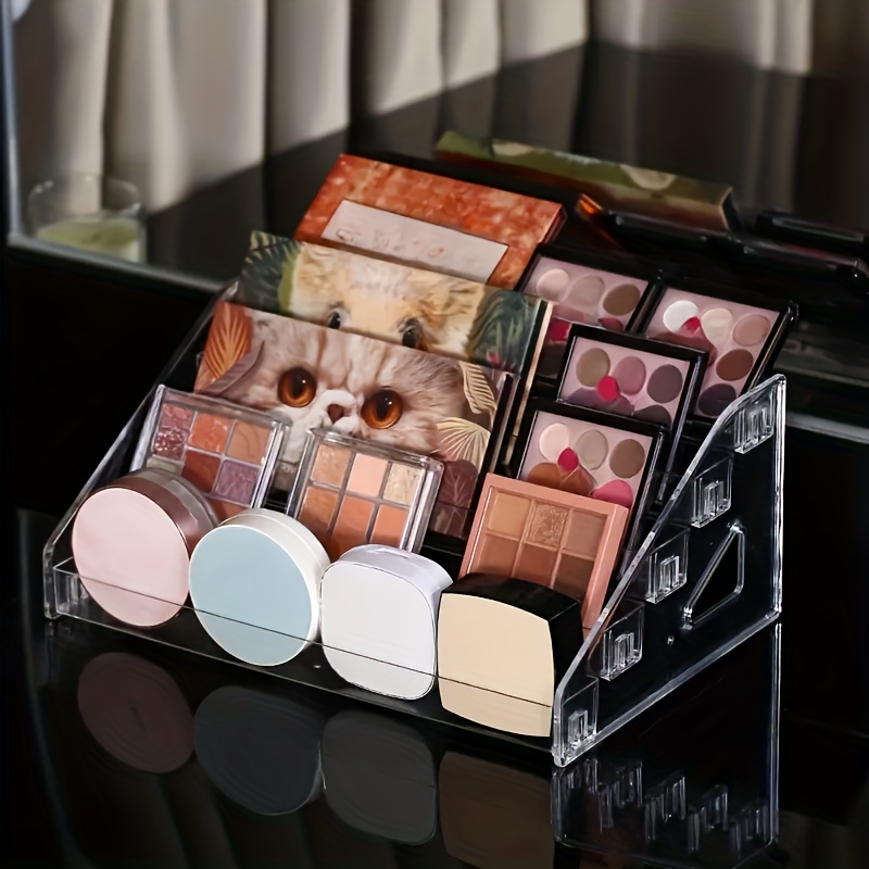 TEMU Clear Acrylic Makeup Organizer - Detachable Cosmetic Storage Display Case For Lipstick, Nail Polish, Eyeshadow Palettes & More - Lightweight,