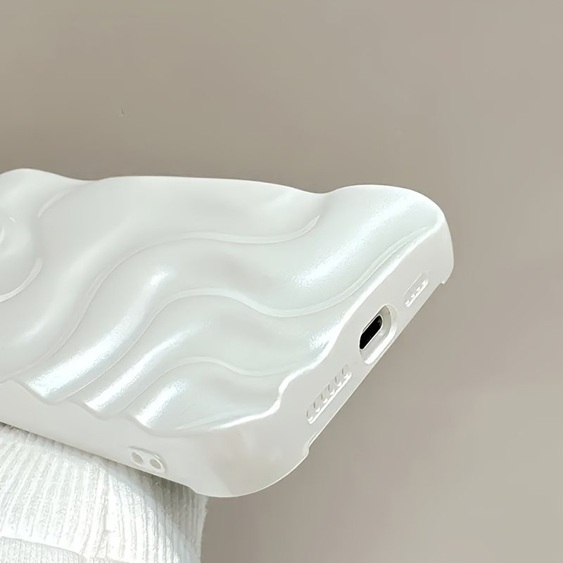 Pearl White Simple Elegant Three-dimensional Water Ripple Design Phone Case