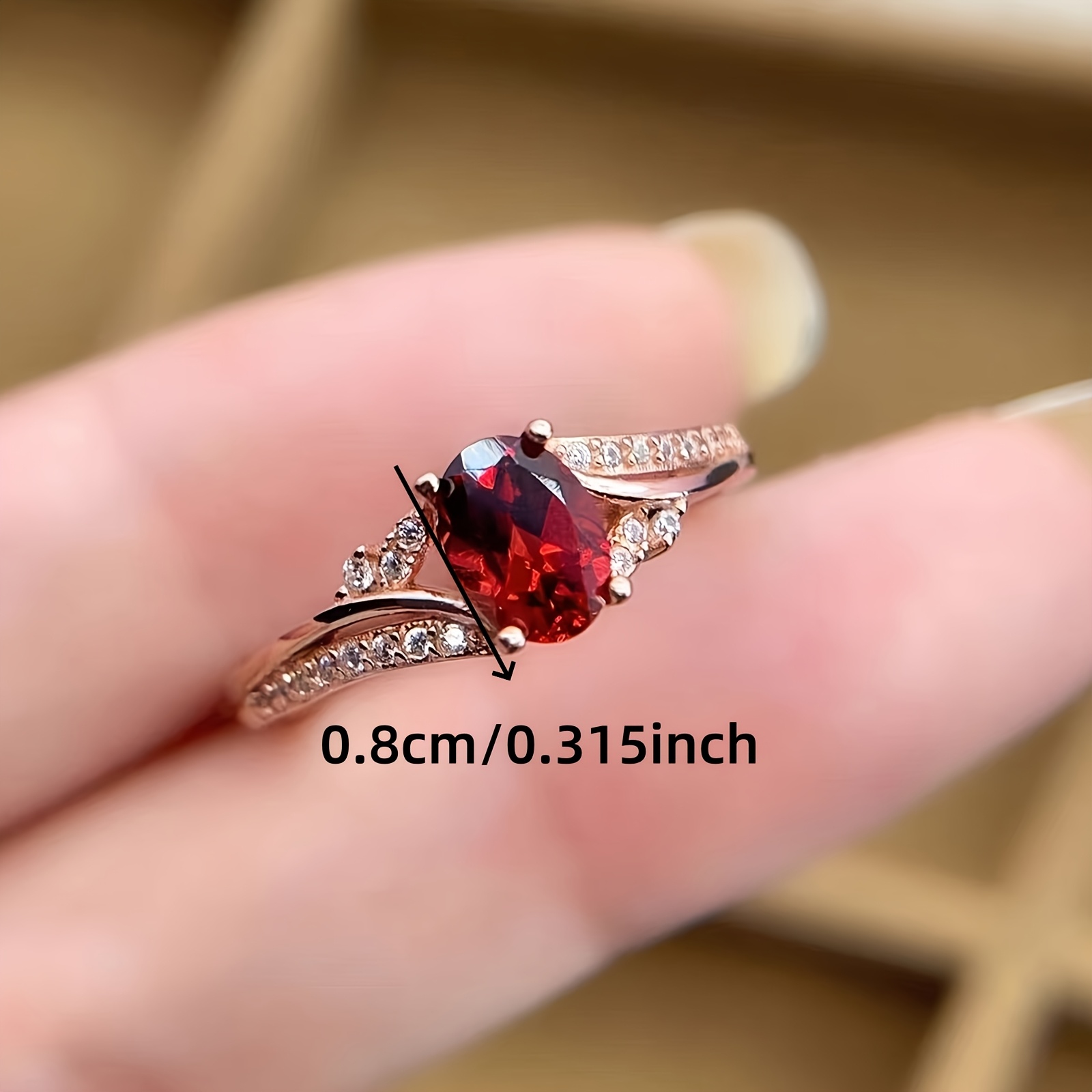 Women's Rose-Golden Tone Twisted Open Ring with Synthetic Zirconia
