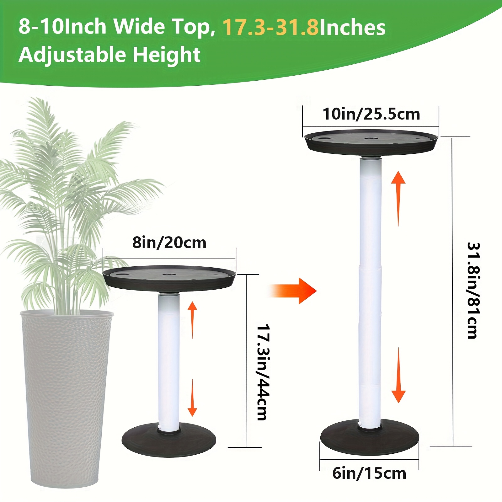 TEMU Revêtement de pot de fleurs ajustable avec plateau en résine durable - Convient pour la plantation de fleurs intérieures et extérieures, avec
