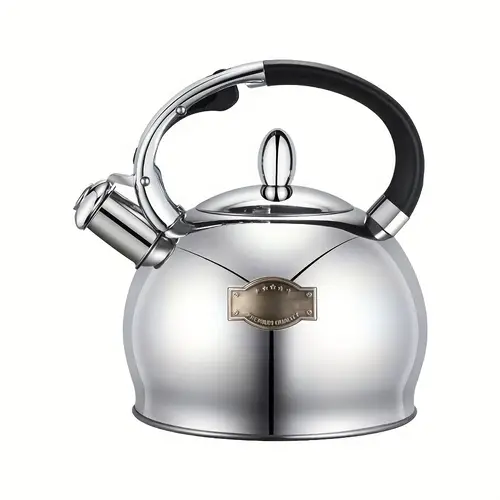 1pc 휘슬링 주전자 스테인레스 스틸 티팟, 3000ml 대용량, 가스 및 전기 스토브 탑과 호환 가능, 가정, 사무실, 레스토랑 사용을 위한 휘슬 소리를 내는 주전자 - 전기 필요 없음, 휘슬 활성화 스토브 탑 주전자, 넓은 스포트, 빠른 끓임, 쉬운 따르기 스포트 및 인체공학적 핸들, 실버.