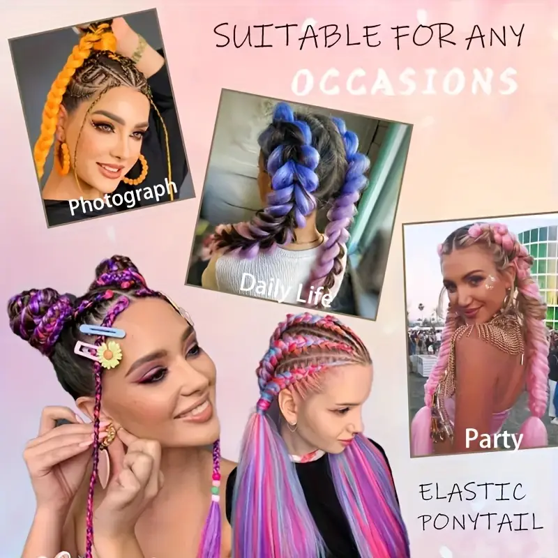 2pcs 26 inch diy ponytail hair extensions for braided hair extensions heat resistant synthetic braided hair for women hair accessories details 4