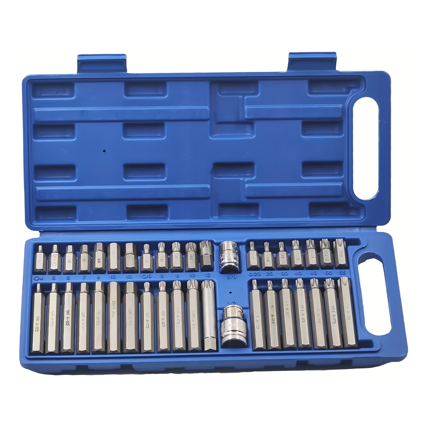 TEMU Torx Bit Set, 40pcs Hex Star Torx Socket Bit Kit, 1/2inch 3/8inch Drive Impact Socket Bit Tool Set For Car Auto Repair With Case, Metric And