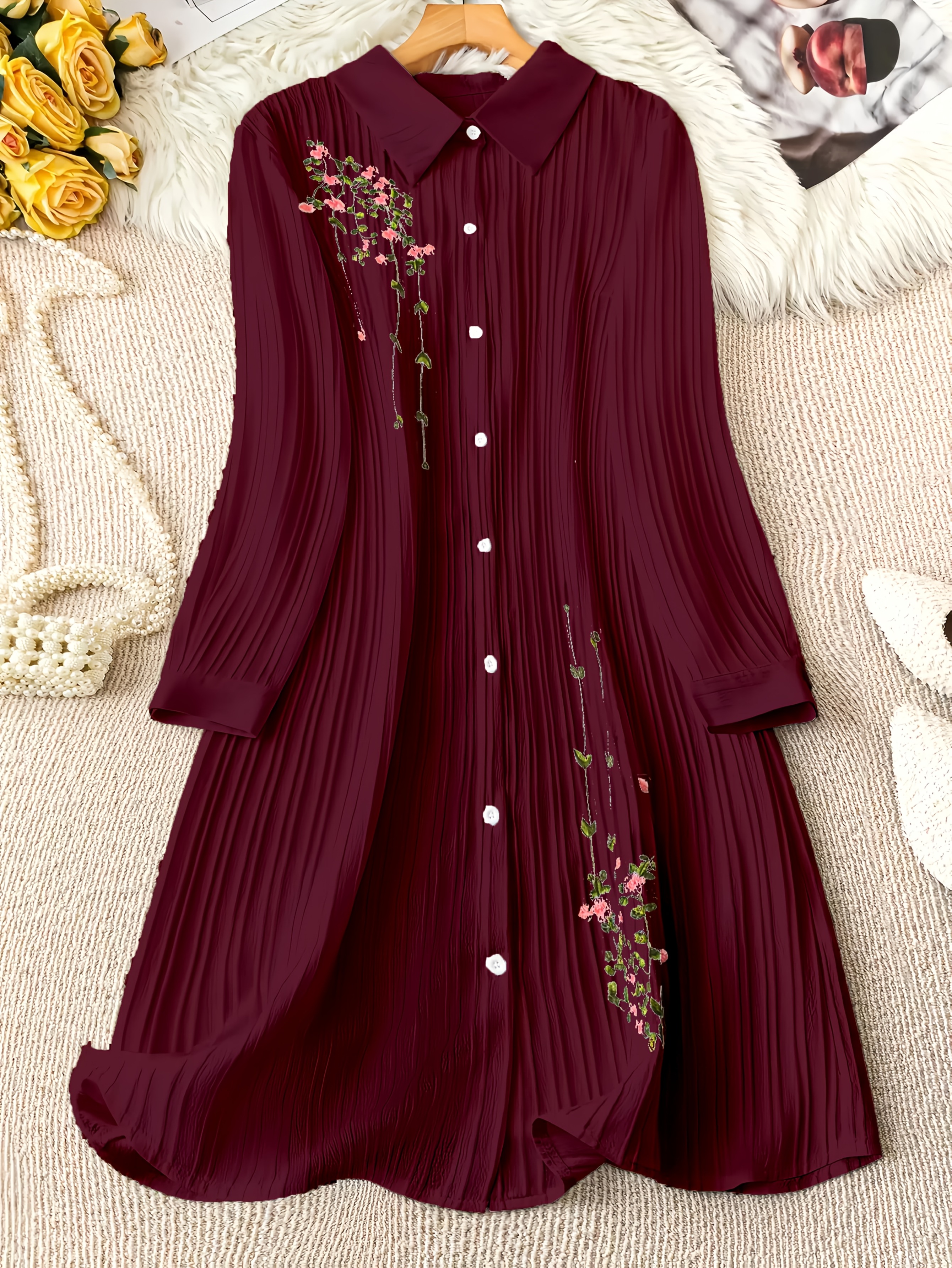 embroidered floral shirt dress Wrangler Women's Embroidered Wildflower Shirt Dress