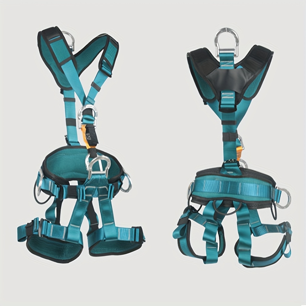 1pc, one-piece safety belt, suitable for waist circumference 70-120cm and leg circumference 53-80cm, aluminum alloy lock ring, polyester material with body, high-altitude work safety belt, outdoor five-point full-body safety belt, speed descent insurance belt, mountaineering equipment set