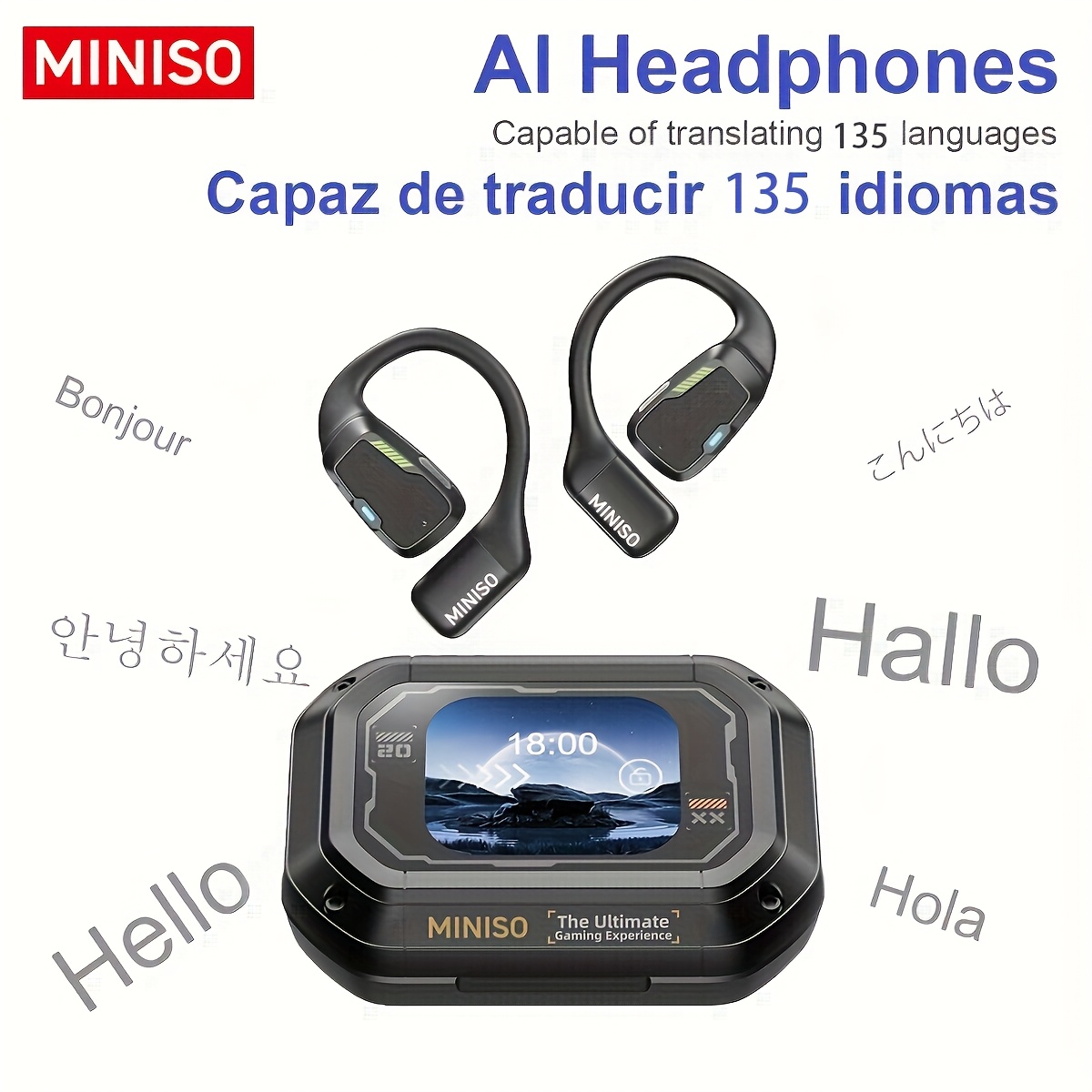 TEMU Cuffie Wireless MINISO M98 con Traduzione AI Compatibili con Smartphone, Auricolari con Traduzione in e Supporto per 135 Lingue, Cuffie Wireless