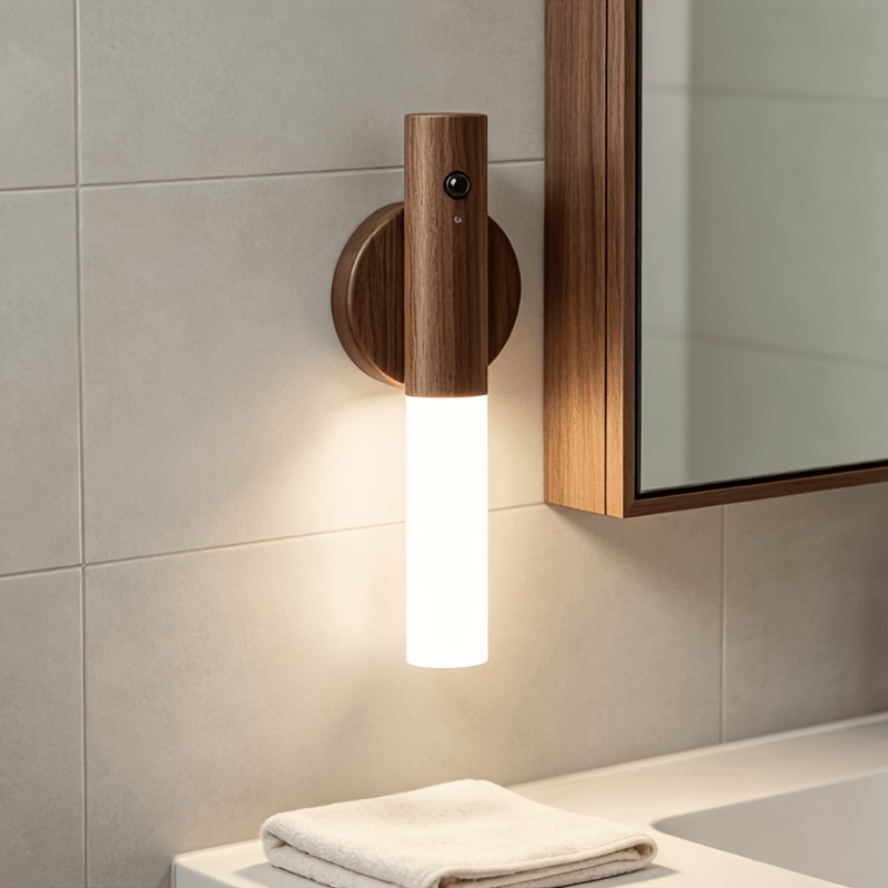 Detachable Magnetic Wooden LED Wall Sconce Night Light