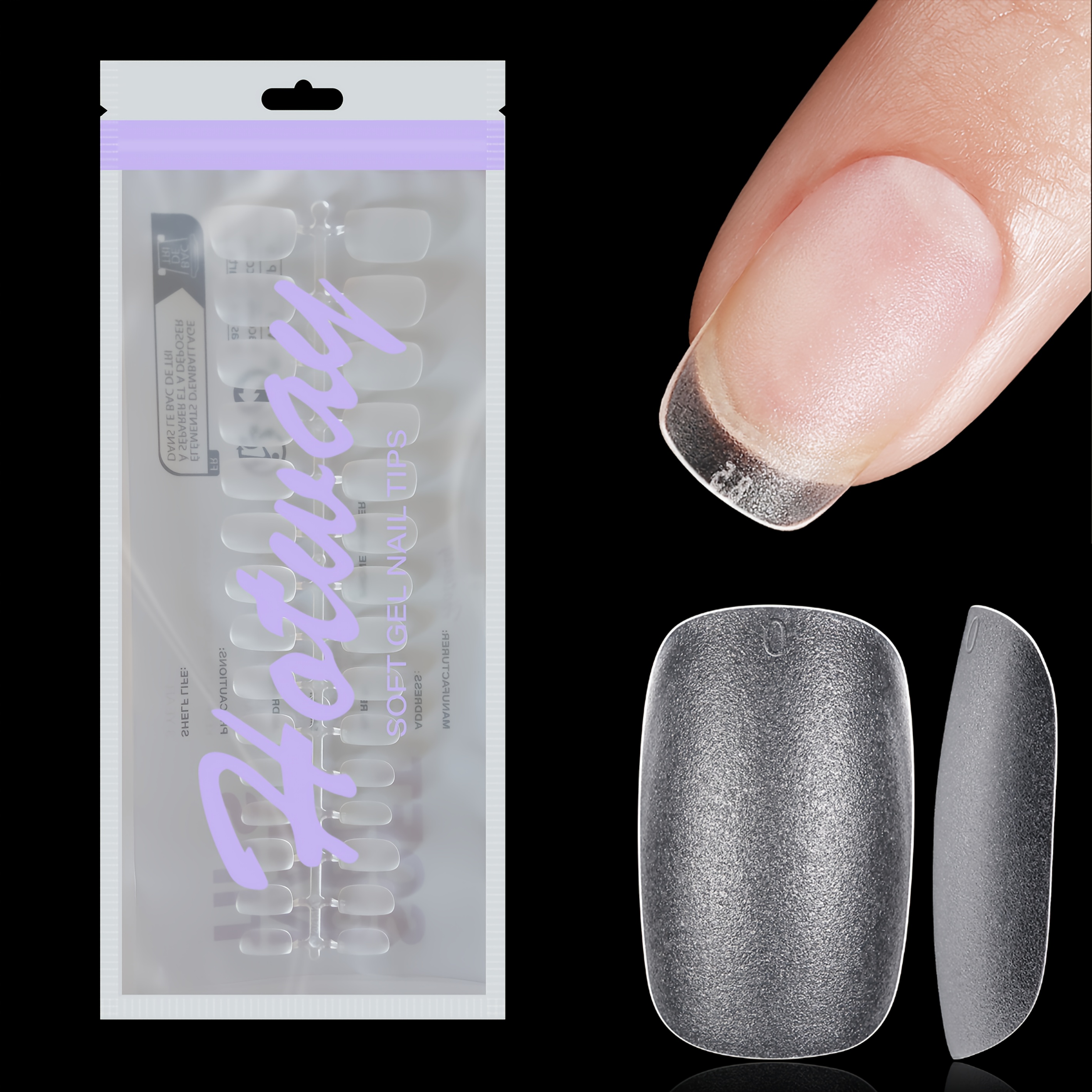 Image of A Total Of 180 Short Oval Double-sided Matte Soft Gel False For Nails, Featuring 15 # Matte Acrylic Tips, Ideal For Use In For Nail Salons For Molding Gel For Nails And Other For Nail Supplies