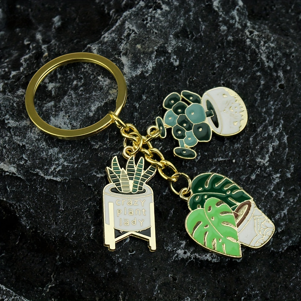 1pc Fashion Keychain, Succulent Monstera Leaf Charm Pendant, Novelty Gift For Plant Lovers