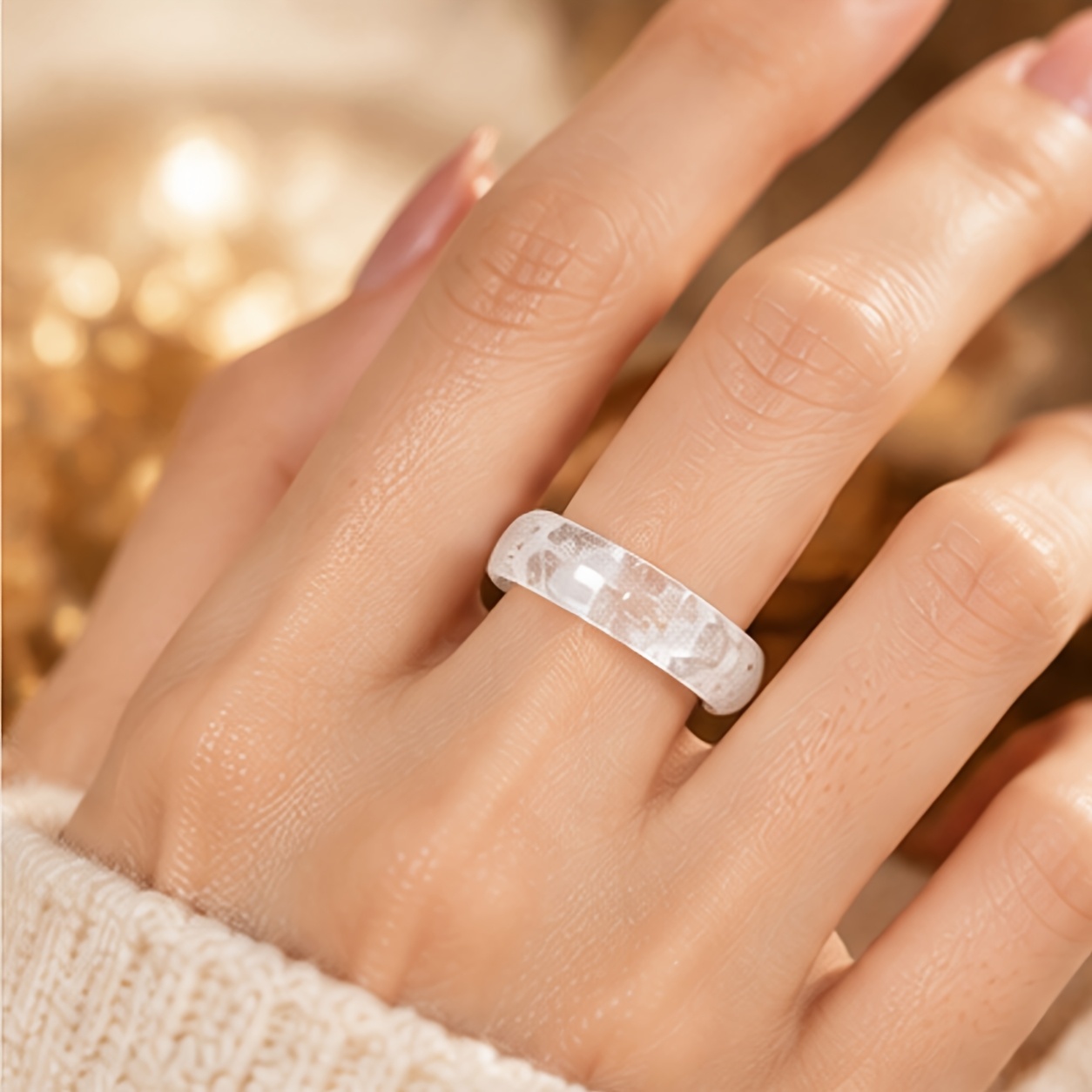 Women's Natural Stone Smooth Stackable Ring
