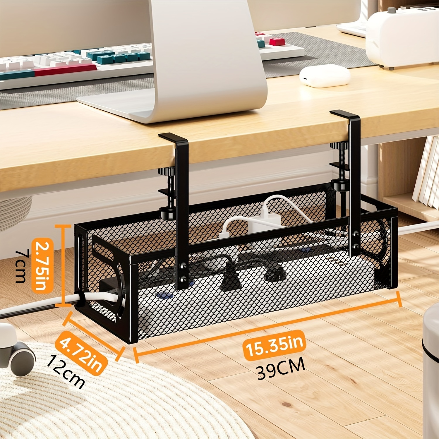 Vassoio Gestione Cavi WADEO Retrattile - Organizzatore Cavi Sotto Scrivania Senza Trapano - Foto 9