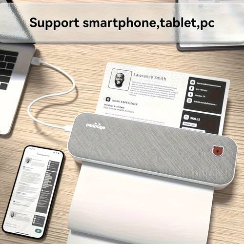 photo de l'article imprimante thermique fil , en charge le format lettre américain 8,5 × 11 pouces. imprimante de voyage portable fil, imprimante encre, compatible avec les systèmes ios et . imprimante mobile adaptée , et . inclut 25 papiers thermiques