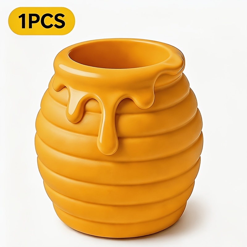TEMU 3d Printed Honey Jar Pen Holder, Creative Honey Jar-shaped Desktop Stationery Storage Bin, Stylish And Fun Desk Decoration, Suitable For Storing