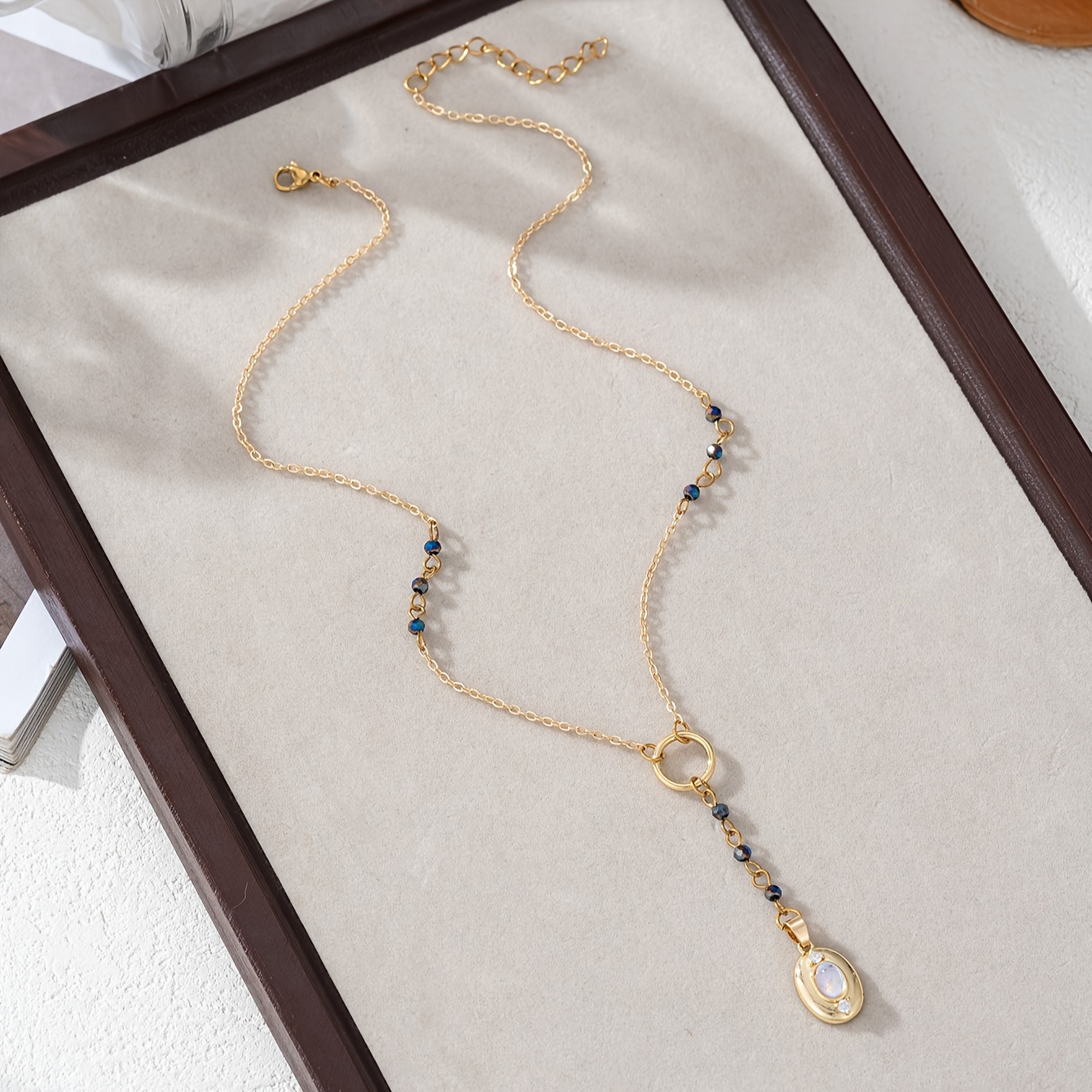 E-shop 1 Stück Damen Mode Anhänger Halskette, Charmantes Kreatives Vintage Rundes Anhänger Y-Ketten Halskette, Party Schmuck Accessoire