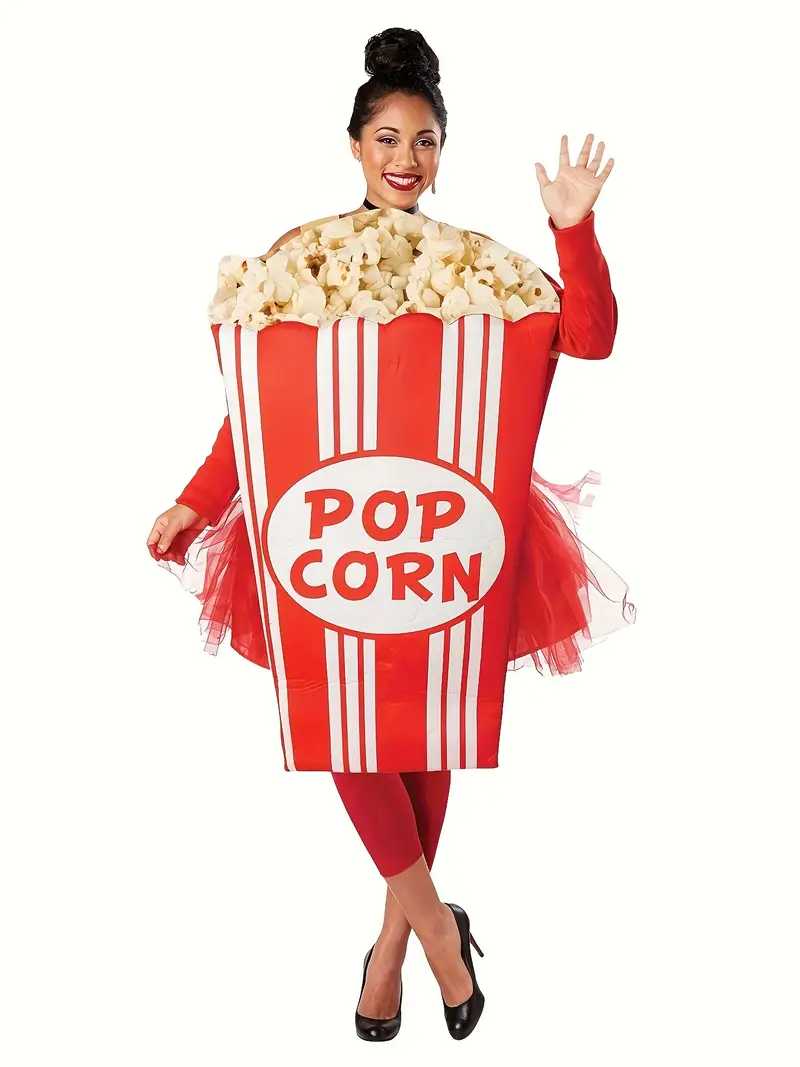 Popcorn Costume Adult Red White All In One Popcorn Costume Adult Red White All In One