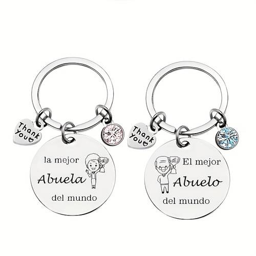 imagen del artículo 1pc/2pcs llavero de acero inoxidable - grabado los mejores con dijes de y flores, diseño en español , regalo para & , recuerdo de navidad acción de día día de la , regalos de , temática para , calidad de grabado para hombres y mujeres
