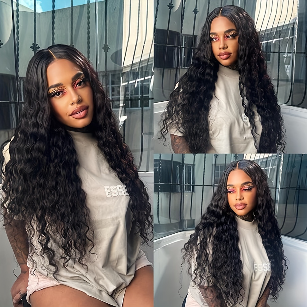 13x6 Deep Wave Lace Front Wigs Human Hair 180 Density 26 28Inch HD Transparent Wet And Wavy Lace Frontal Wigs Curly Wigs For Women