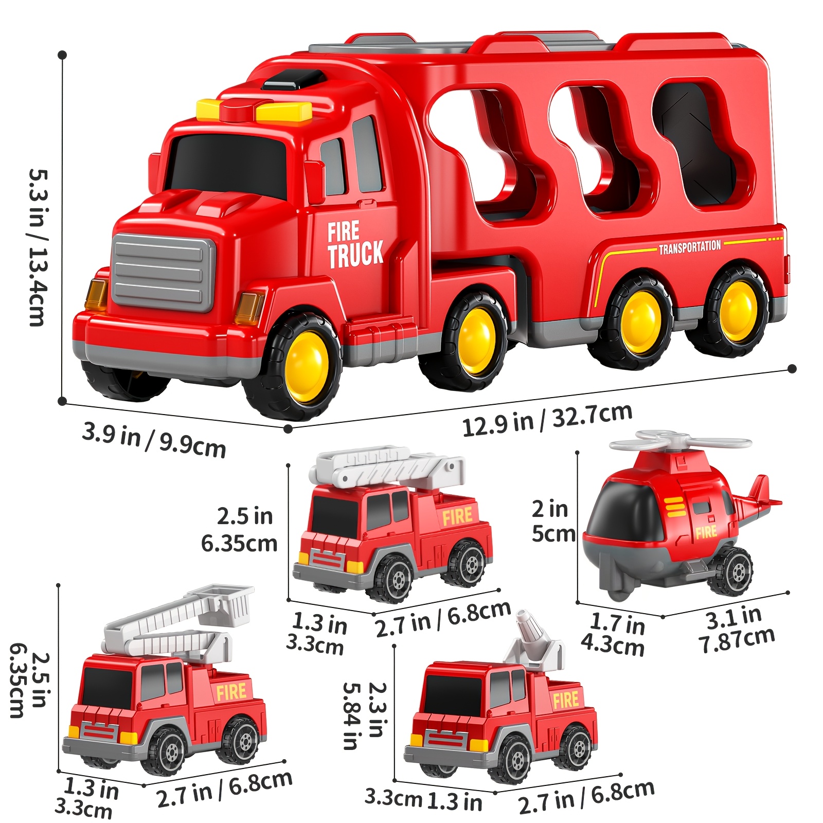 Image of Fire Engine Toy Sets Suitable For Children Over, Fire Engine Toys, Friction Power Vehicle Toy Sets, And Birthday And Festival Toy Gifts For Children [random Accessory Colors]