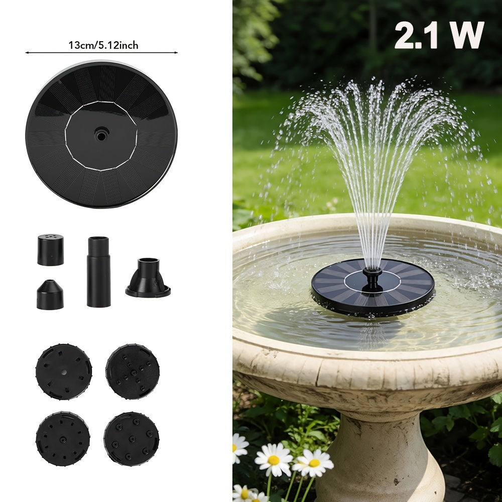 2/3w 13/16cm Solar Fountain Pump With 12 Nozzles, 2.0l/min, Outdoor Ipx8 Fountain Pump Suitable For Bird Baths, Gardens, , Fish Tanks, Aquariums, And Outdoor Landscape Decoration, Floating Design For
