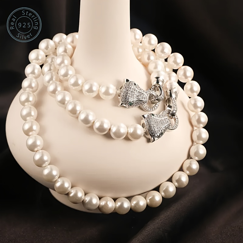 TEMU 925 Silver Necklace Bracelet Set - Stylish Elegant - Suitable For Everyday Banquets And Parties - Leopard Mascot - Halloween Thanksgiving