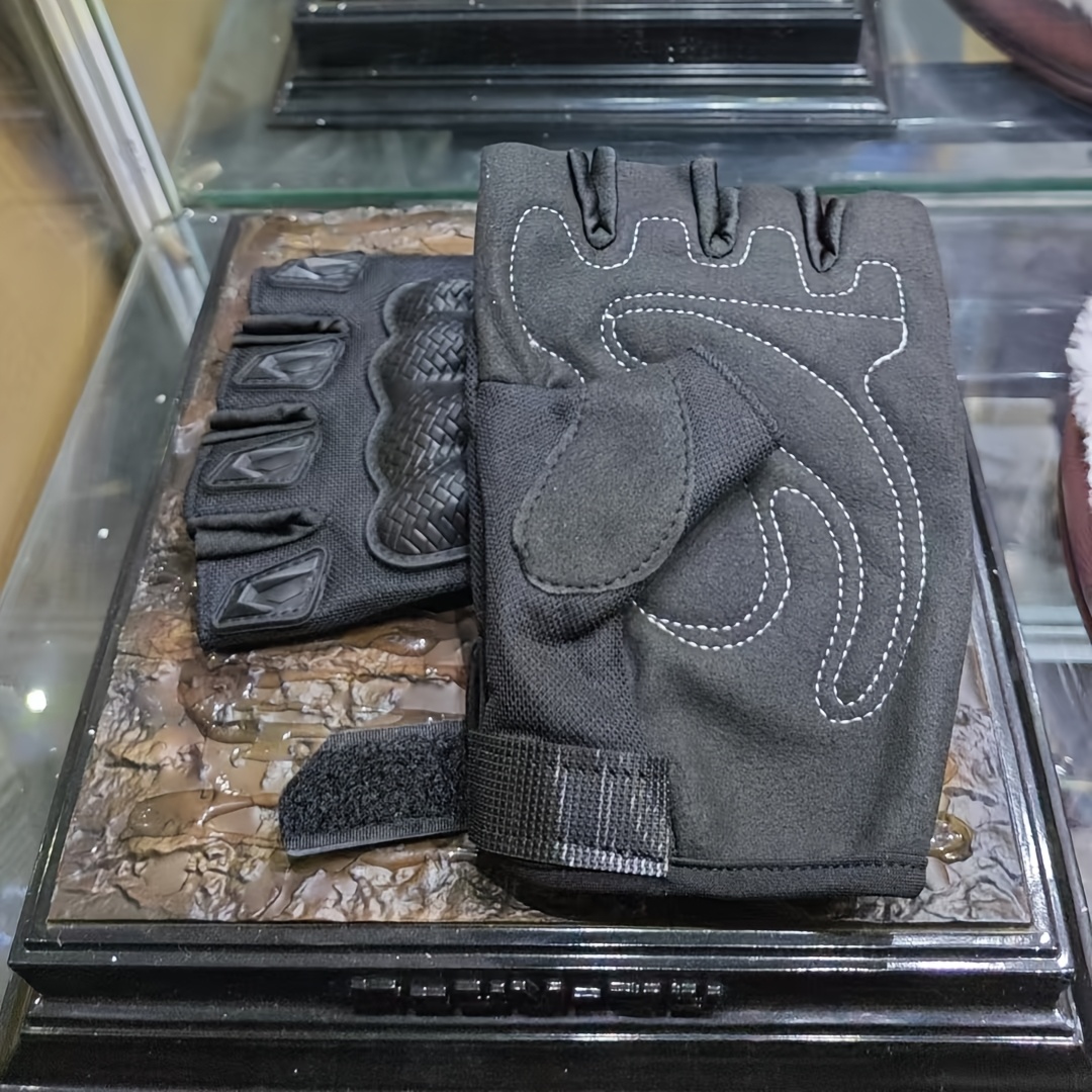 E-shop 1 Paar rutschfeste Halbfinger-Fitnesshandschuhe für Damen & Herren mit Klettverschluss, atmungsaktiv, geeignet für Fitnessstudio, Outdoor-Sport,