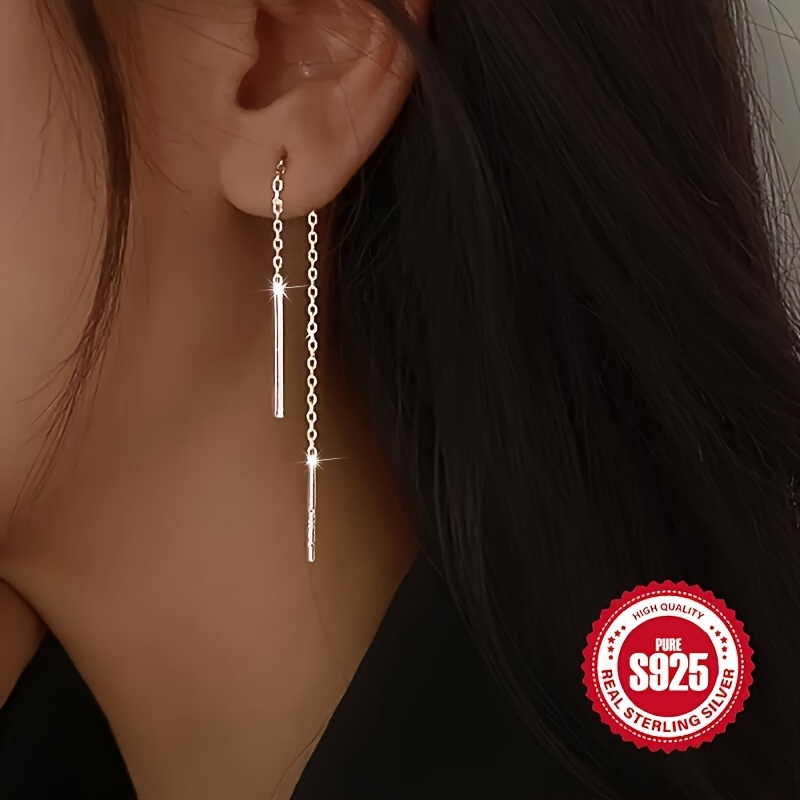 

Elegant S925 Sterling Silvery O-chain Earrings For Women - Hypoallergenic, Lightweight , Casual Attire & Gifting