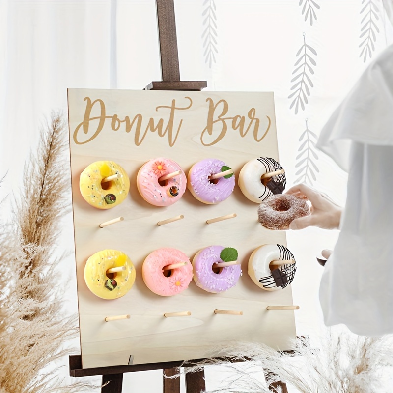 1 set rustic wooden donut display stand 32x40cm 26x35cm no electricity needed ideal for wedding baby shower bridal shower birthday party   events table decor