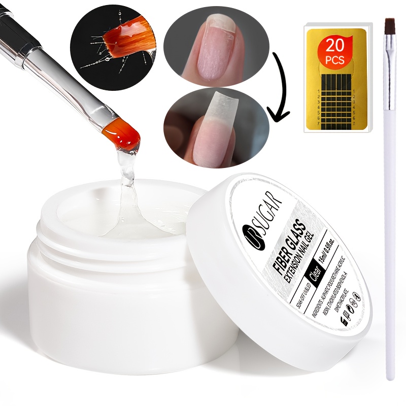 TEMU Ur Sugar Fiber Glass Extension Nail Gel Polish Set With Nail Tips Gel Brush Quick Building Gel Self Leveling Reinforcement Nail Manicure