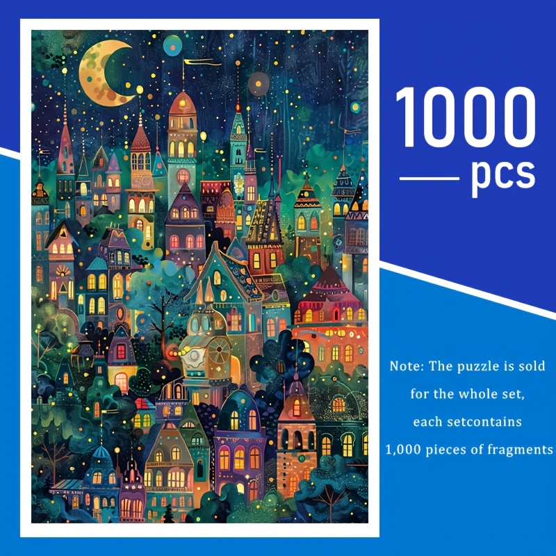 

1000 pièces de puzzle pour adultes - Grand puzzle épais et de 50x70cm/19.7x27.6in, niveau d'aptitude intermédiaire, décoration d'art portable, artisanat DIY cadre, cadeau d'anniversaire