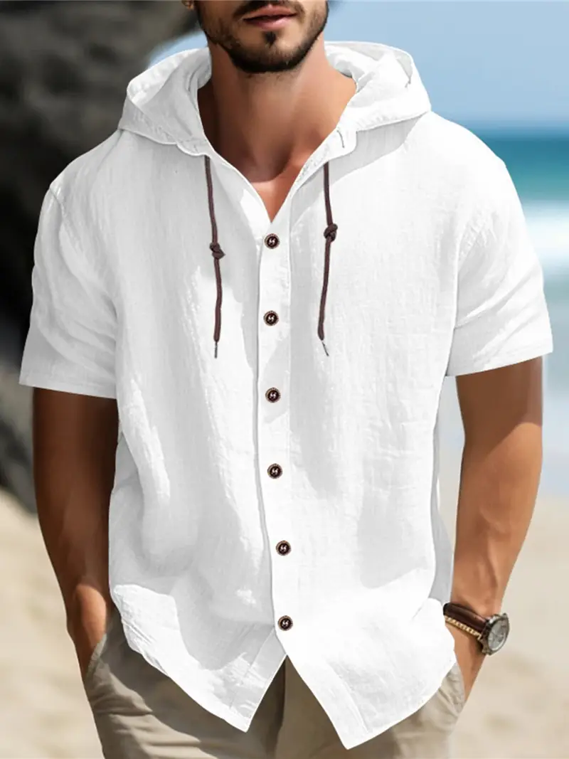 mens summer hooded shirt lightweight breathable button short - Temu mens summer hooded shirt lightweight breathable button short - Temu