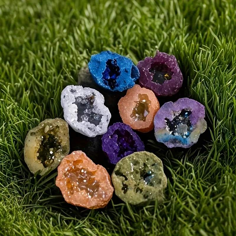 Beautiful Random Colors 1pc Loose Non-, Mindful Of , Natural Stone Geode Agate Electroplated Stone, Colorful Irregular , Mineral Specimen Educational Display Gift Box, Release In Decoration