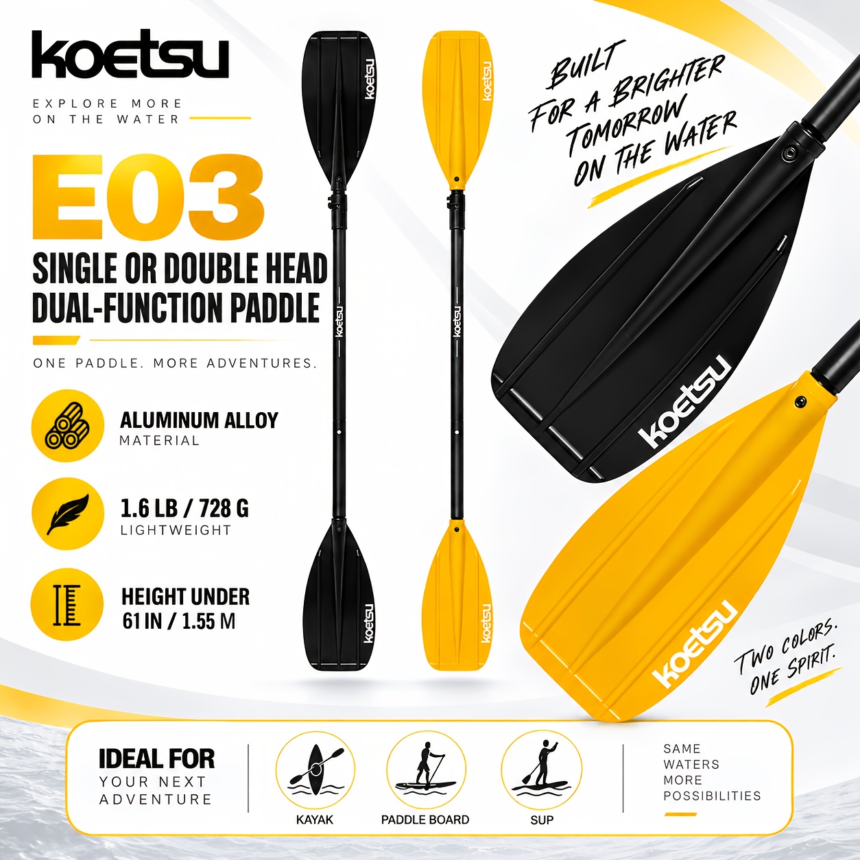 Adjustable Convertible Paddle with Aluminum Shaft