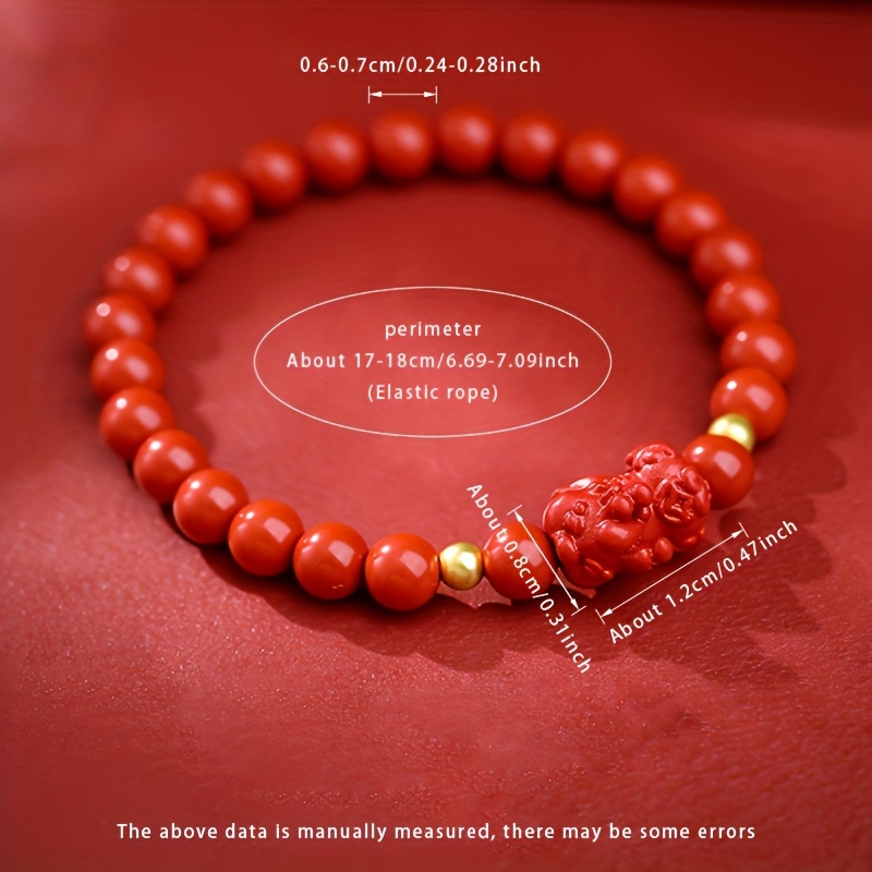 Red Cinnabar Bracelet for Women with Pixiu Charm